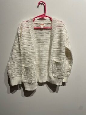 Cat & Jack Girls Pointelle Cardigan Light Cream Size XS(4-5) NWOT